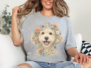 Labradoodle Floral Crown Artwork doodle dog shirt - photo 3