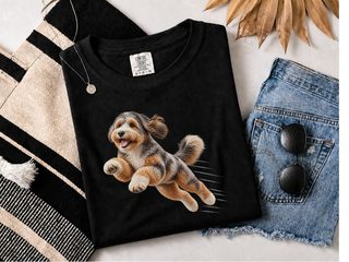 Flying Aussiedoodle Speed Lines doodle dog shirt - photo 2