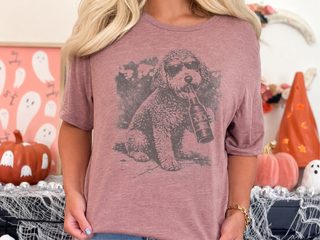 Schnoodle Drinking Beer doodle dog shirt - photo 8