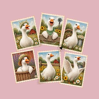 Vintage Goose Postage Stamps Collage Comfort Colors Graphic T-Shirt