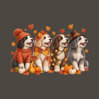 Autumn Sheepadoodles With Pumpkins Dog Halloween Shirt Gift
