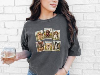Country Dog Postage Stamps funny shirt - photo 7