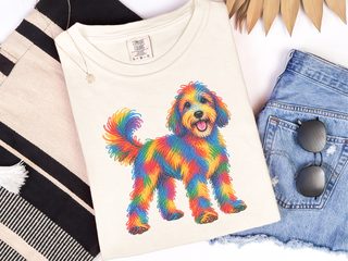 Rainbow Scribble Sheepadoodle doodle dog shirt - photo 8