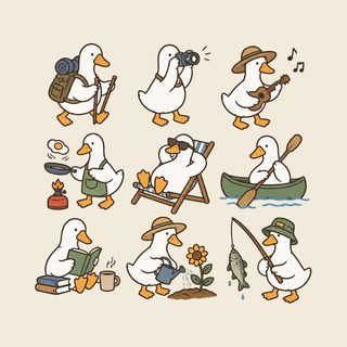 Cute Ducks Outdoor Hobbies Set Camping Lover Shirt Duck Lover Gift