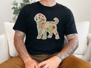Maltipoo Floral Silhouette doodle dog shirt - photo 2