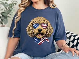 Patriotic Goldendoodle American Flag doodle dog shirt - photo 8