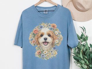 Comfort Colors Cavapoo Floral Face doodle dog shirt - photo 6