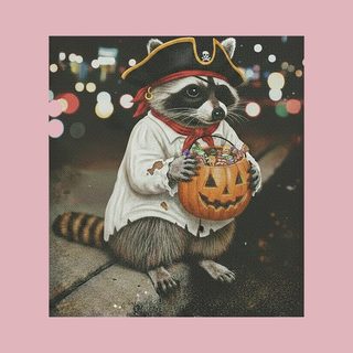 Spooky Trash Panda Raccoon Pirate Halloween Candy Bucket T-Shirt