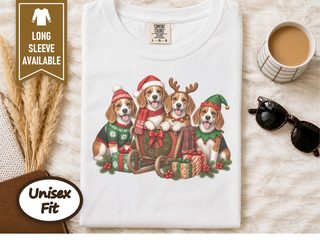 Four Beagles Christmas Sleigh doodle dog shirt - photo 1
