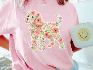 Comfort Colors Cavapoo Floral Silhouette doodle dog shirt - photo 1