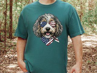 Patriotic Aussiedoodle Sunglasses Bandana doodle dog shirt - photo 5