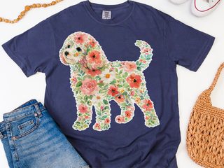 Comfort Colors Cavapoo Floral Silhouette doodle dog shirt - photo 7