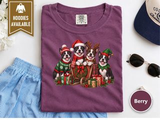Boston Terriers Christmas Sleigh doodle dog shirt - photo 3