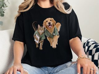 Golden Retriever And Tabby Cat Veterinarians funny shirt - photo 4