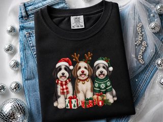 Three Sheepadoodle Christmas Dogs doodle dog shirt - photo 2