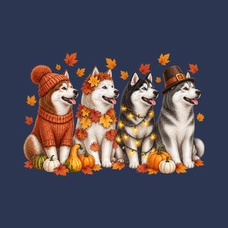 Autumn Huskies Harvest Group Fall Dog Lover Tee Husky Dog Gift