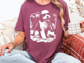 Sheepadoodle Drinking Beer doodle dog shirt - photo 7