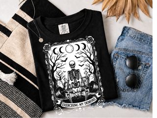 Skeleton Weightlifting Graveyard Art funny shirt - photo 2