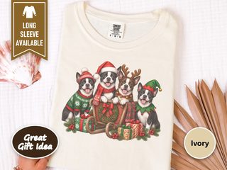 Boston Terriers Christmas Sleigh doodle dog shirt - photo 7
