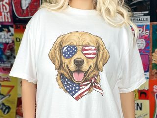 Patriotic Golden Retriever Sunglasses Bandana doodle dog shirt - photo 1