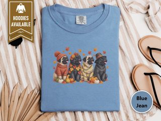 Four Autumn Pugs Lineup doodle dog shirt - photo 7