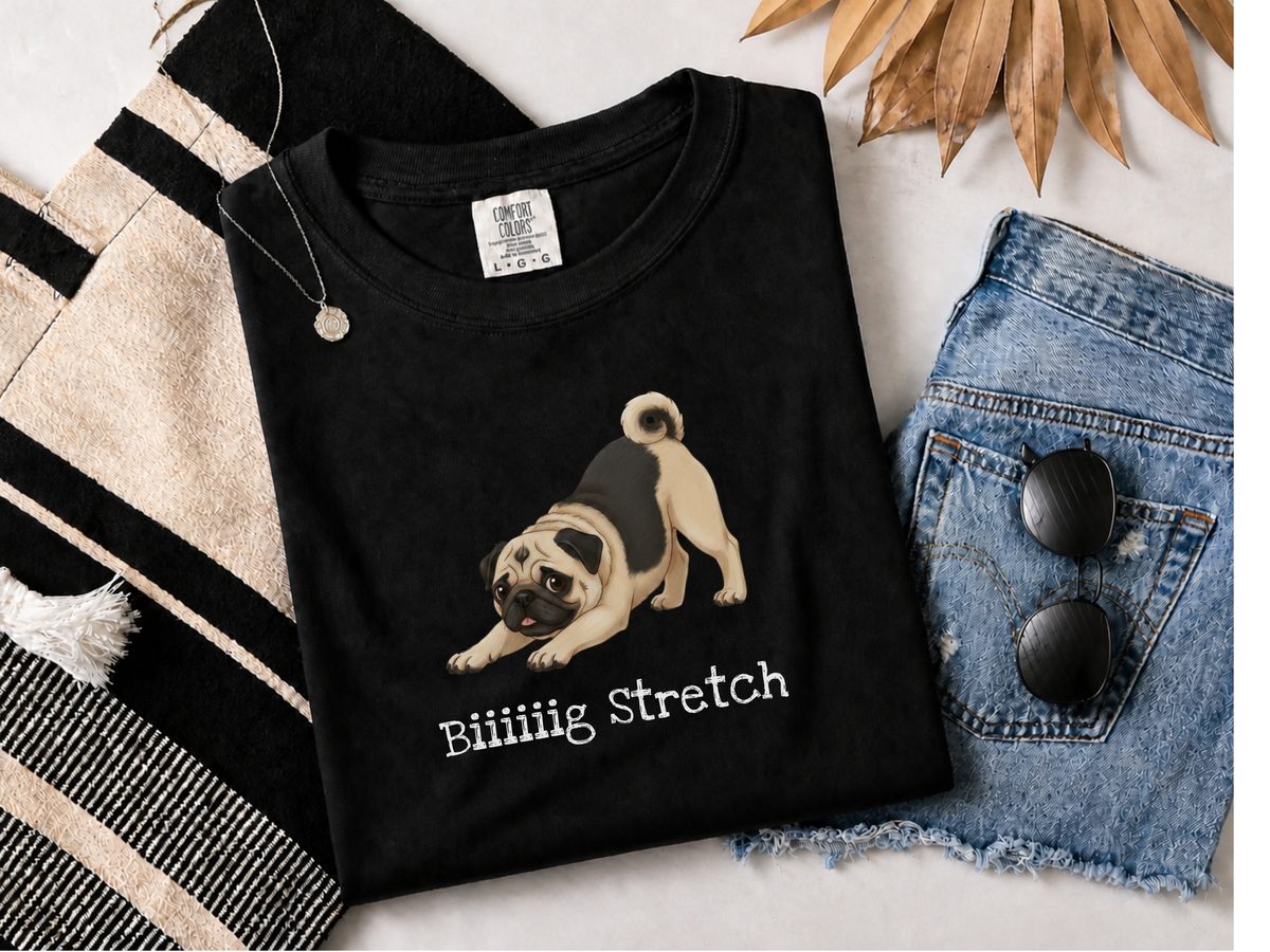 Funny Fawn Pug Big Stretch Comfort Colors T-Shirt for Dog Lovers