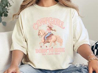 Pink Cowgirl Born To Ride T-shirt | Western Horse Graphic Tee | Cute Rodeo Country Shirt - photo 6
