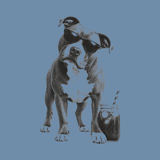 Cool Pitbull Sunglasses Summer Drink Vintage Dog Tee