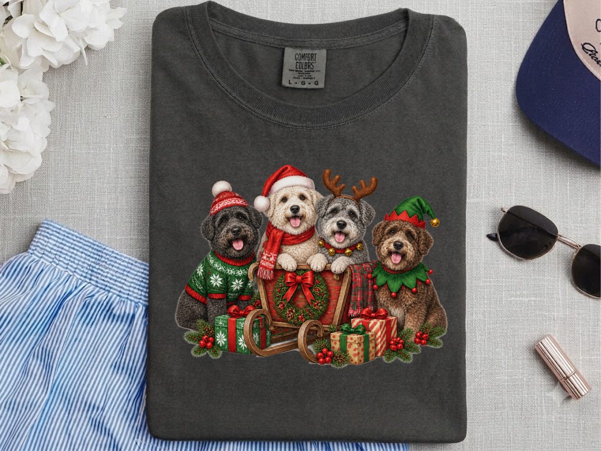 Schnoodle Christmas Sleigh Dogs Santa Dog Shirt Holiday Apparel