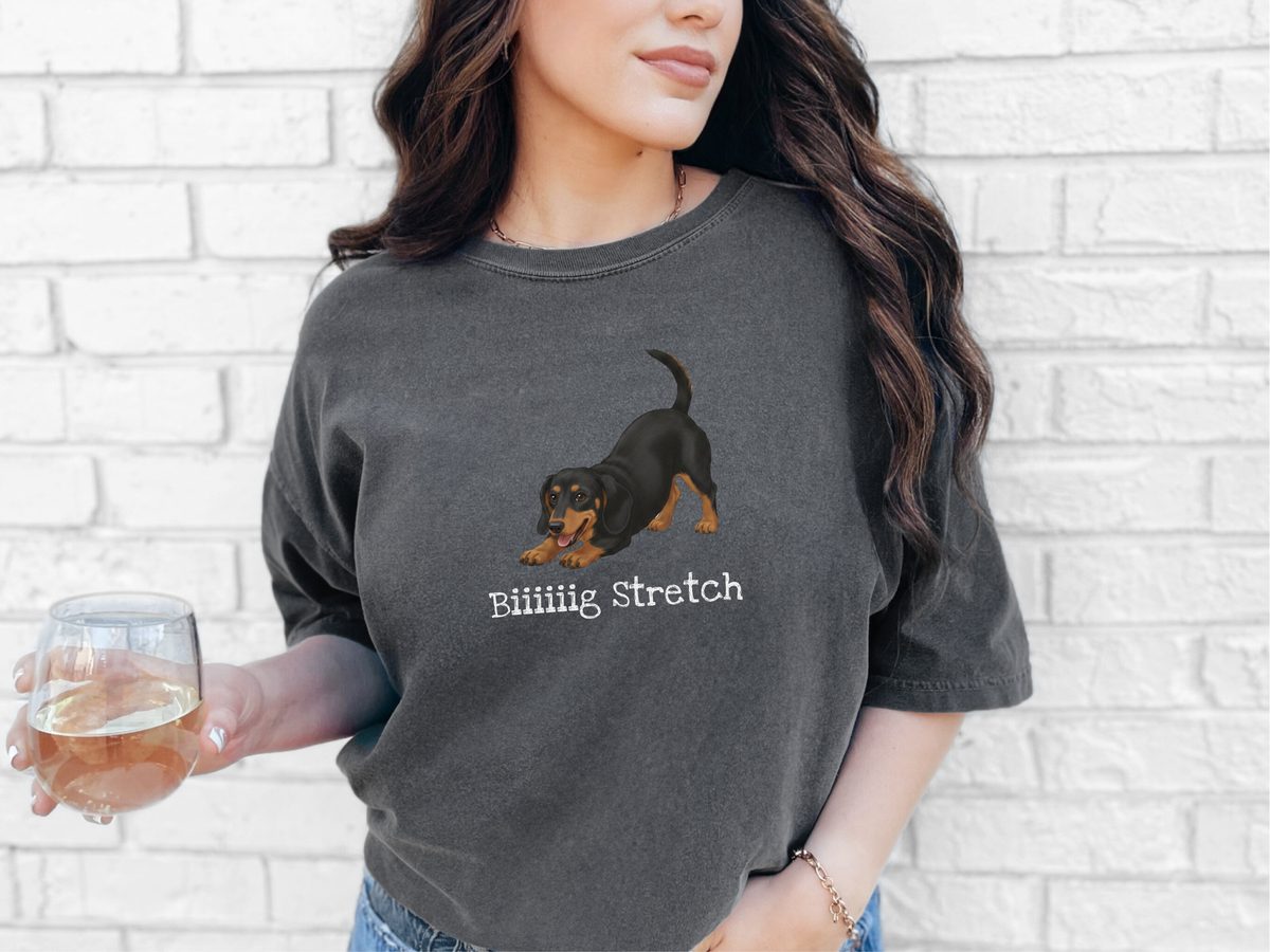 Dachshund Play Big Stretch Comfort Colors Doxie Mom Tee