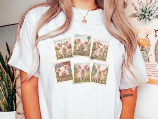 Cute Farm Pig Postage Stamps funny shirt - photo 1