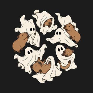 Cute Ghost Playing With Capybara Shirt Funny Halloween Animal Graphic