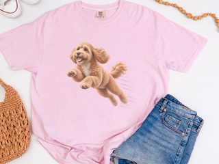 Jumping Cockapoo Speed Lines doodle dog shirt - photo 5