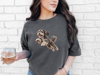 Jumping Schnoodle Speed Lines doodle dog shirt - photo 5