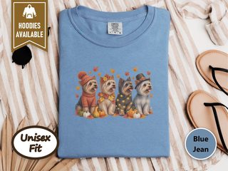 Four Yorkie Autumn Lineup doodle dog shirt - photo 5