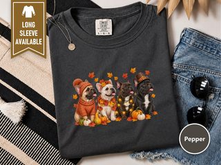 Autumn French Bulldogs Group doodle dog shirt - photo 2