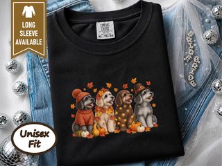 Four Schnoodles Fall Pumpkins doodle dog shirt - photo 4