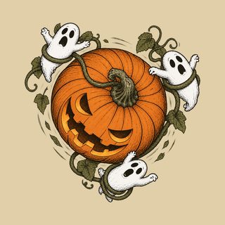 Spooky Ghost Pumpkin Vines Halloween Party Tee Spooky Season Shirt