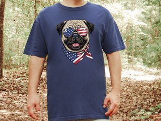Patriotic American Flag Pug doodle dog shirt - photo 8