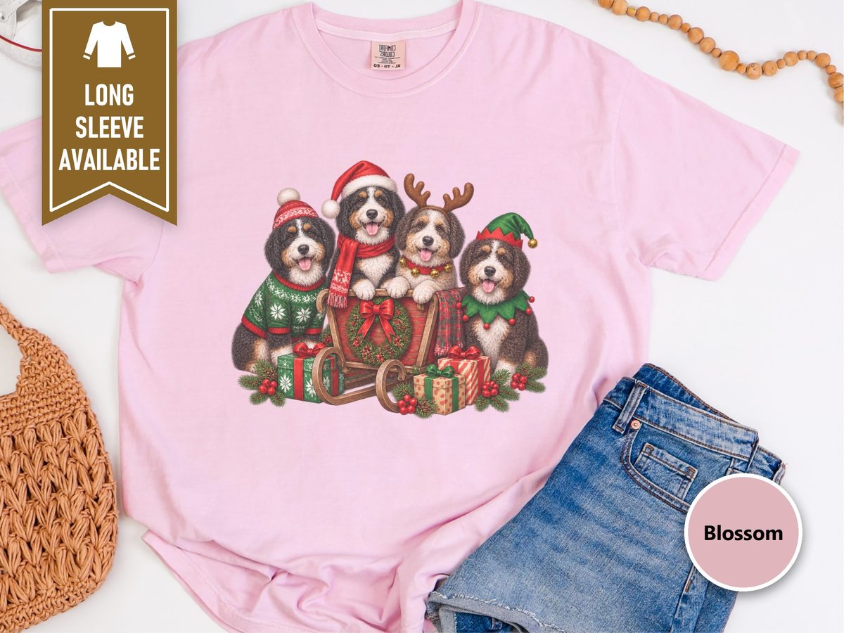 Bernedoodles Christmas Sleigh Group Bernedoodle Christmas Tee