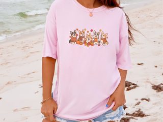 Fall Corgi Autumn Leaves Lineup doodle dog shirt - photo 7