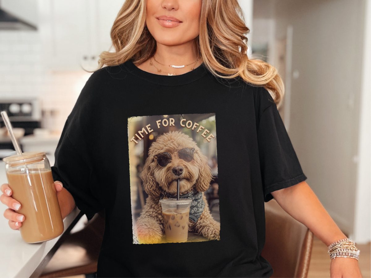 Time For Coffee Goldendoodle Dog Coffee Tee Comfort Colors Shirt