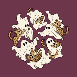 Cute Ghost Leopard Cubs Spooky Season Tee Animal Halloween Shirt