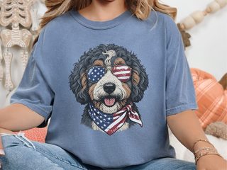 Patriotic Bernedoodle Dog Portrait doodle dog shirt - photo 4