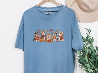 Fall Corgi Autumn Leaves Lineup doodle dog shirt - photo 8