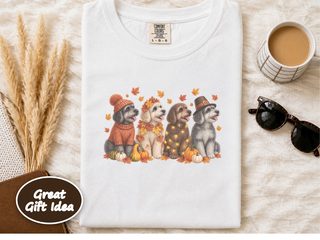 Four Schnoodles Fall Pumpkins doodle dog shirt - photo 1