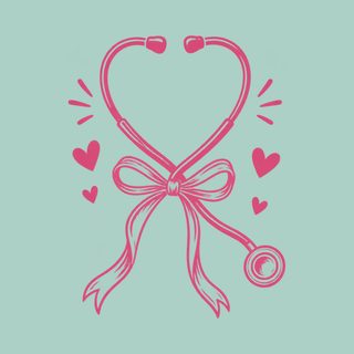 Pink Stethoscope Ribbon Heart Cute Nurse Shirt Appreciation Gift