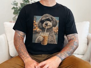 Schnoodle Drinking Iced Coffee Cool Dog doodle dog shirt - photo 2