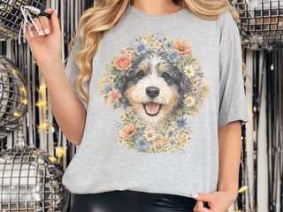 Aussiedoodle Floral Portrait - photo 2