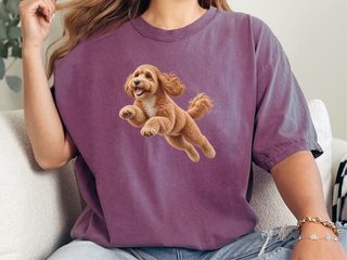 Jumping Cockapoo Speed Lines doodle dog shirt - photo 6